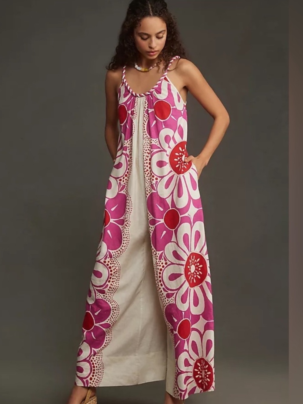 Farm Rio Maia Linen Floral Jumpsuit Medium